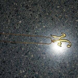 Beautiful  "K" Necklace Gold Metal chain